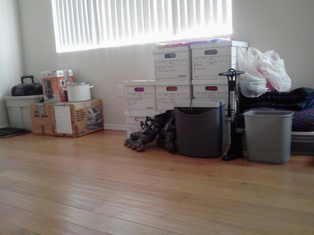This is supposed to be the dining area, but for now it's where the boxes are going to be.