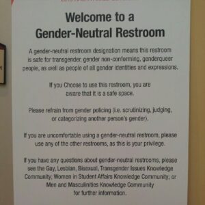 Gender-neutral bathroom sign by Bryan Alexander from Flickr (Creative Commons License)